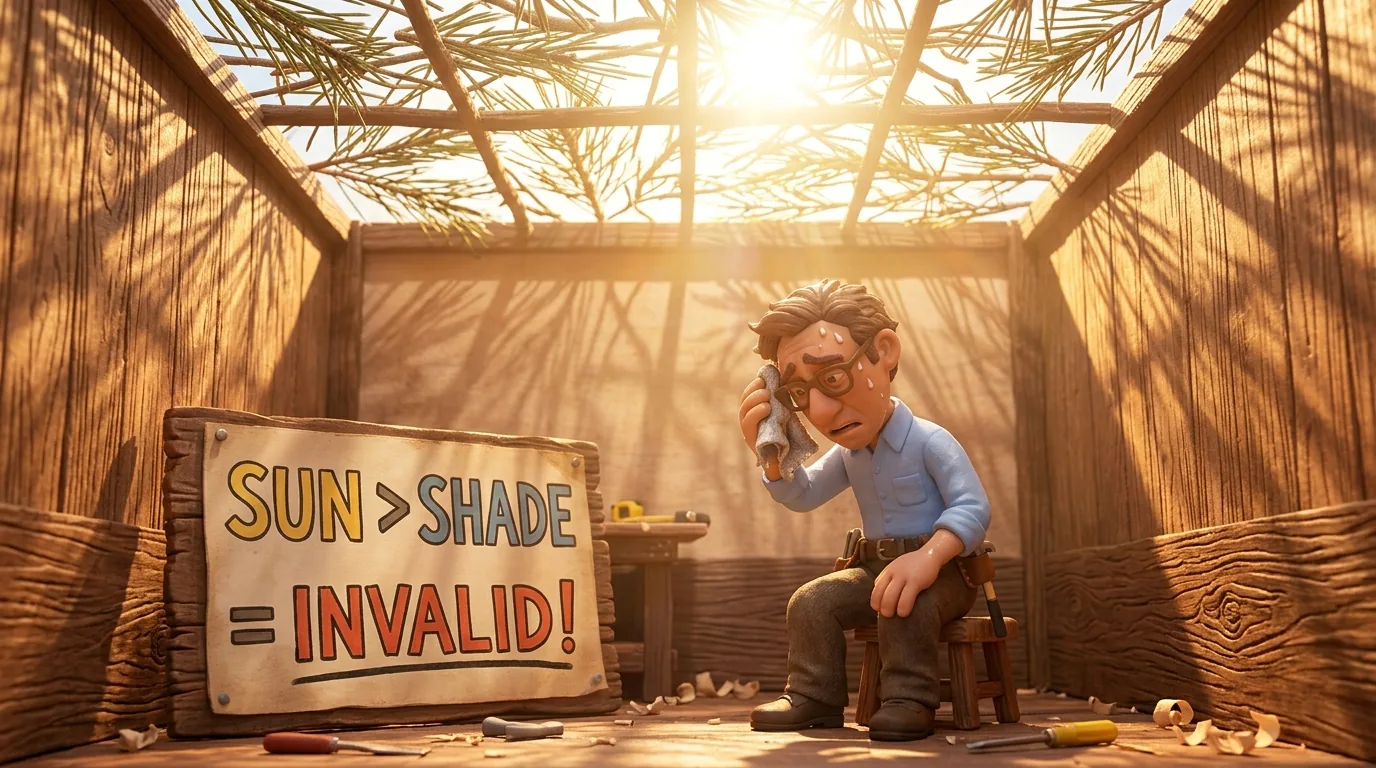 A stop-motion clay figure of a builder constructs a sukkah on a beach at sunset